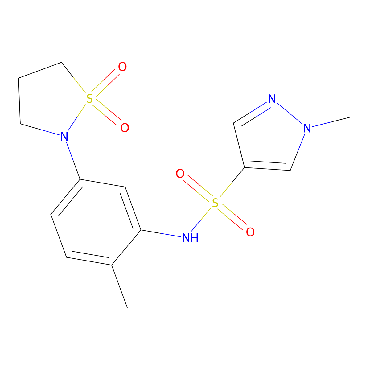 N-(5-(1,1-dioxidoisothiazolidin-2-yl)-2-methylphenyl)-1-methyl-1H-pyrazole-4-sulfonamide molecular structure, CAS 1448124-25-1