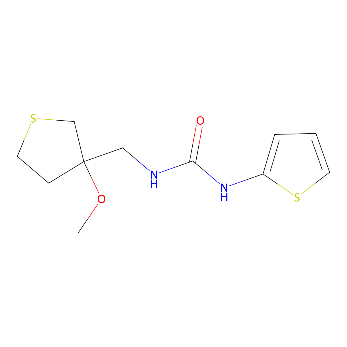 1-((3-Methoxytetrahydrothiophen-3-yl)methyl)-3-(thiophen-2-yl)urea molecular structure, CAS 1448124-26-2