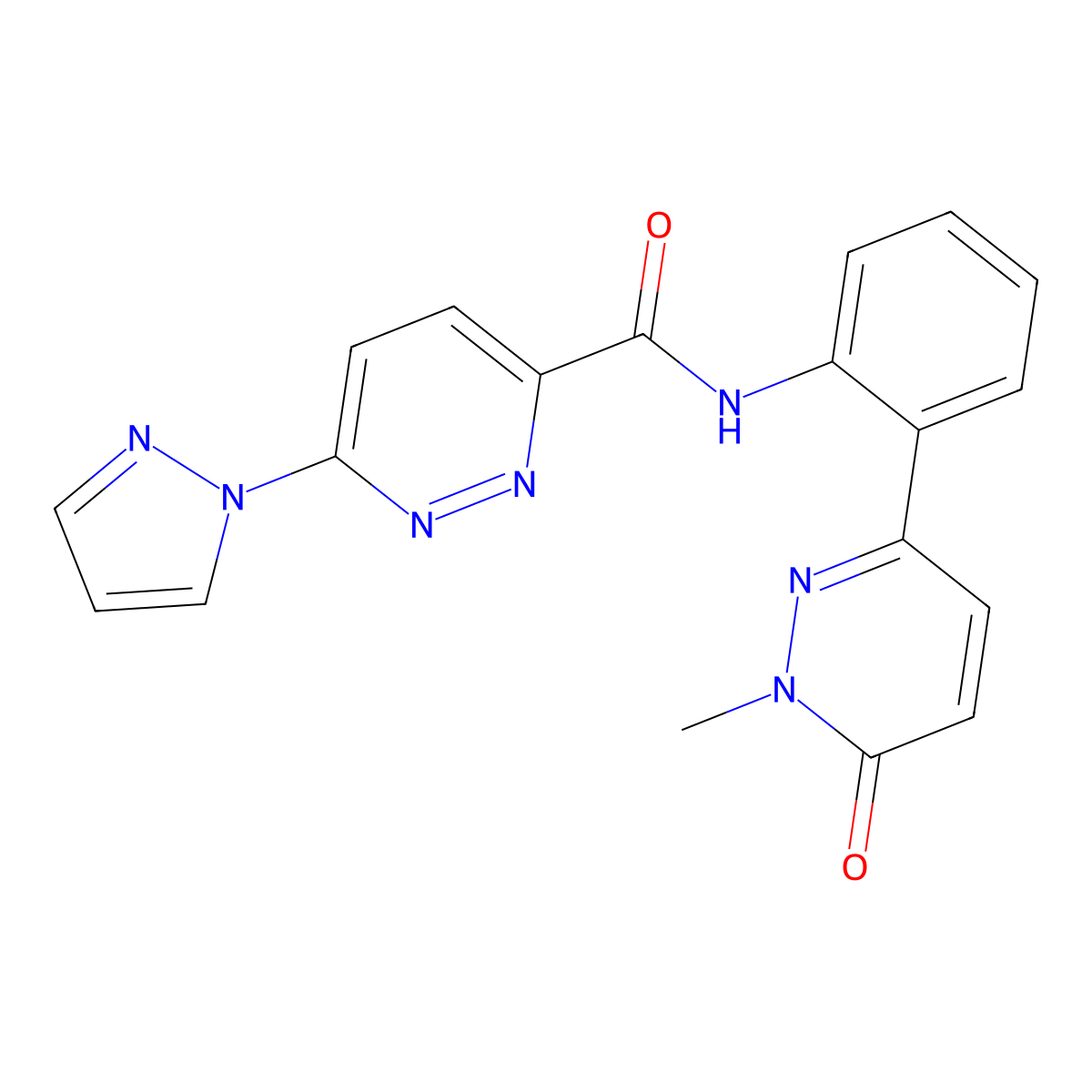 N-[2-(1-methyl-6-oxo-1,6-dihydropyridazin-3-yl)phenyl]-6-(1H-pyrazol-1-yl)pyridazine-3-carboxamide molecular structure, CAS 1448124-28-4