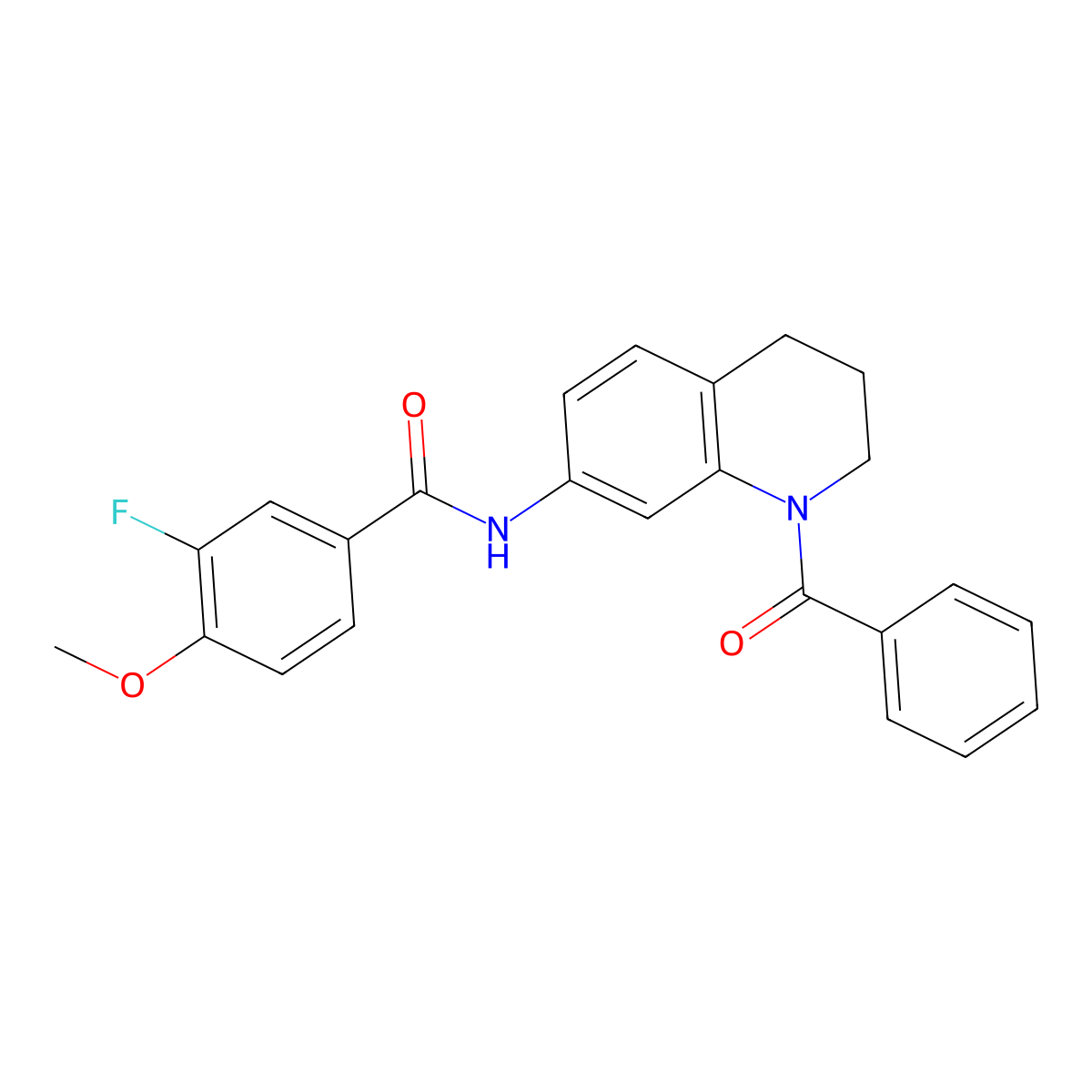N-(1-benzoyl-1,2,3,4-tetrahydroquinolin-7-yl)-3-fluoro-4-methoxybenzamide molecular structure, CAS 1448124-30-8