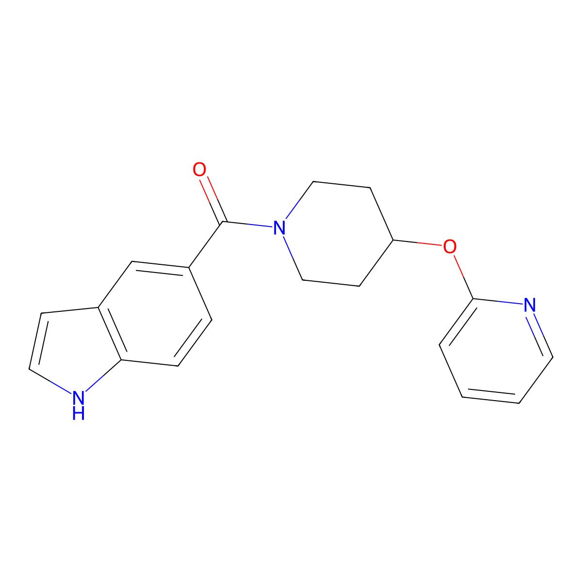 (1H-indol-5-yl)(4-(pyridin-2-yloxy)piperidin-1-yl)methanone molecular structure, CAS 1448124-31-9