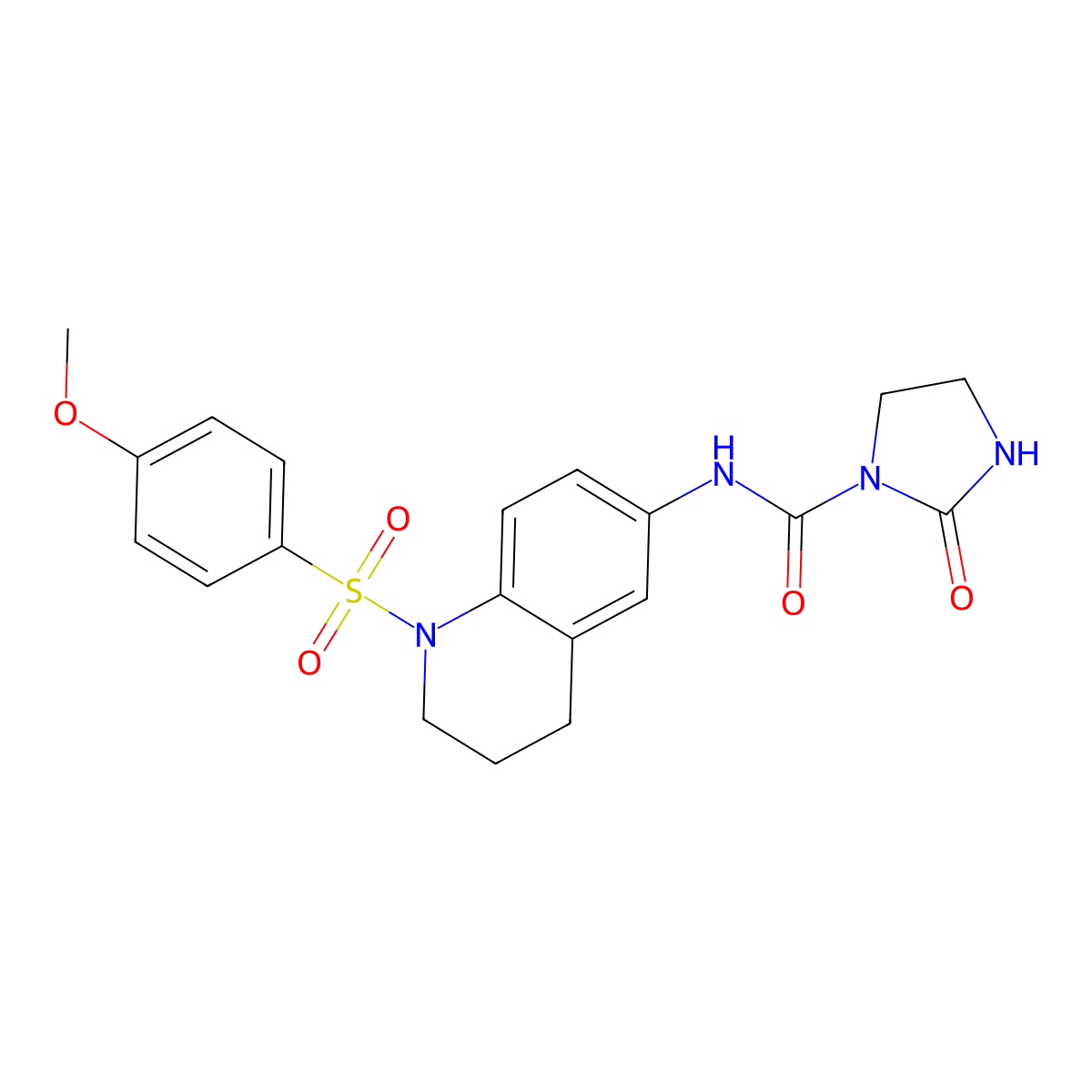 N-(1-((4-methoxyphenyl)sulfonyl)-1,2,3,4-tetrahydroquinolin-6-yl)-2-oxoimidazolidine-1-carboxamide molecular structure, CAS 1448124-33-1