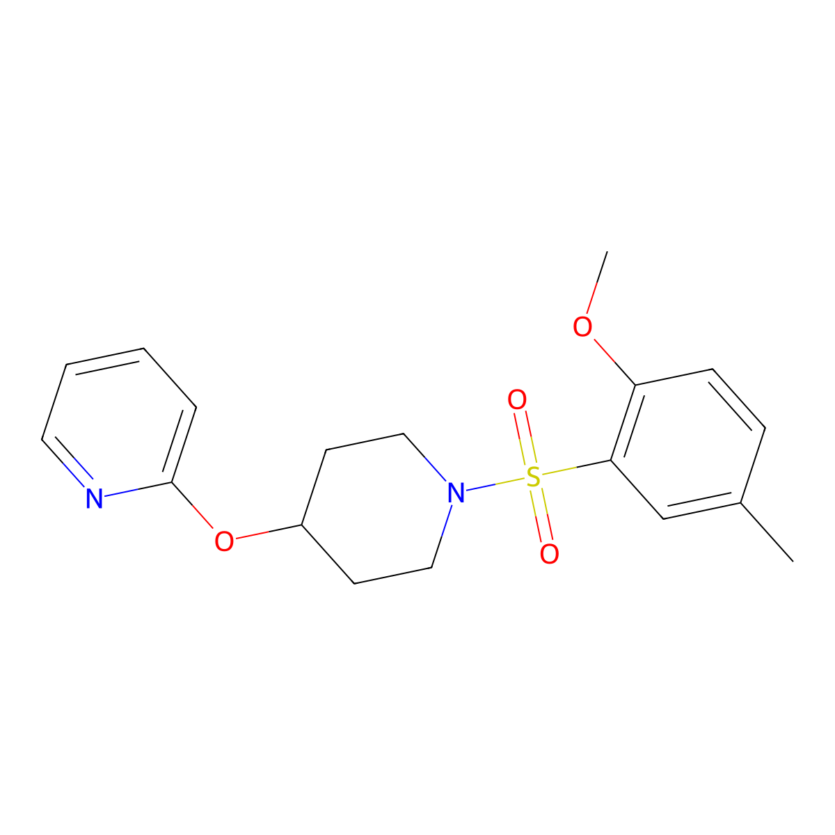 2-((1-((2-Methoxy-5-methylphenyl)sulfonyl)piperidin-4-yl)oxy)pyridine molecular structure, CAS 1448124-34-2