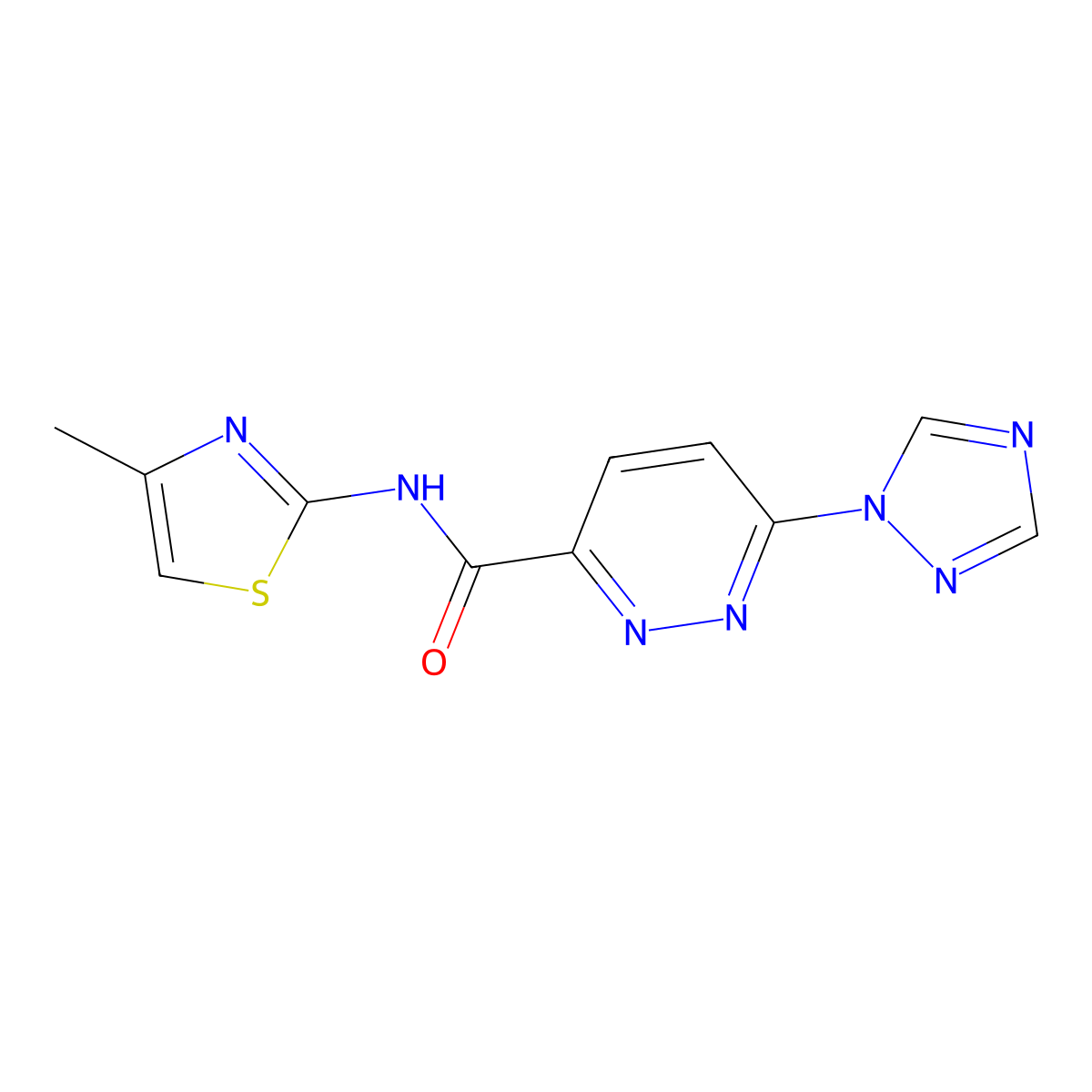 N-(4-methylthiazol-2-yl)-6-(1H-1,2,4-triazol-1-yl)pyridazine-3-carboxamide molecular structure, CAS 1448124-35-3