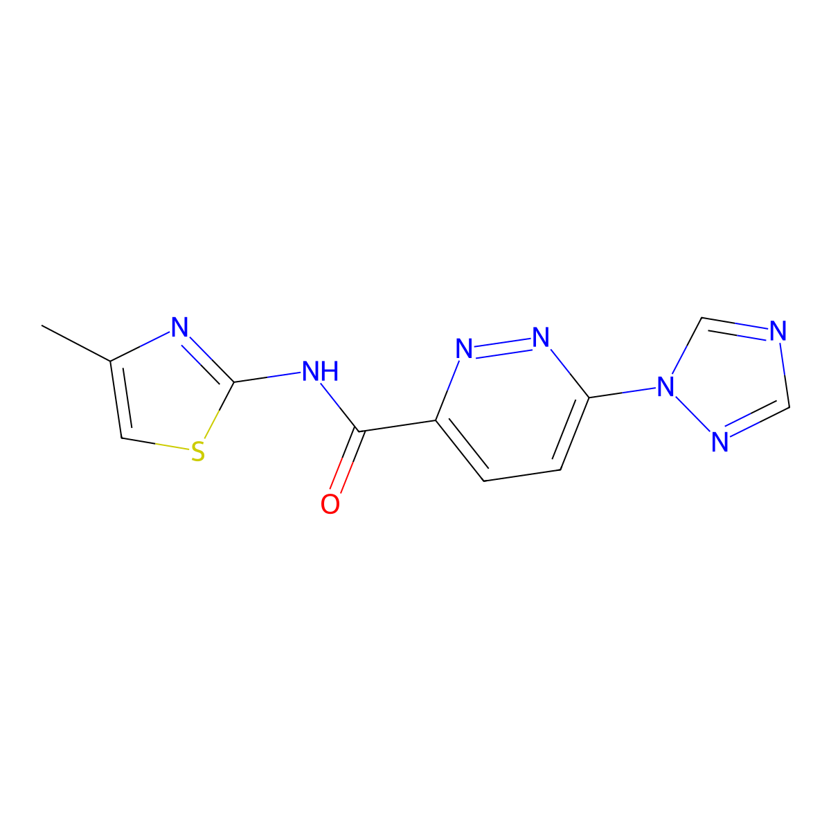N-(4-methylthiazol-2-yl)-6-(1H-1,2,4-triazol-1-yl)pyridazine-3-carboxamide molecular structure, CAS 1448124-35-3
