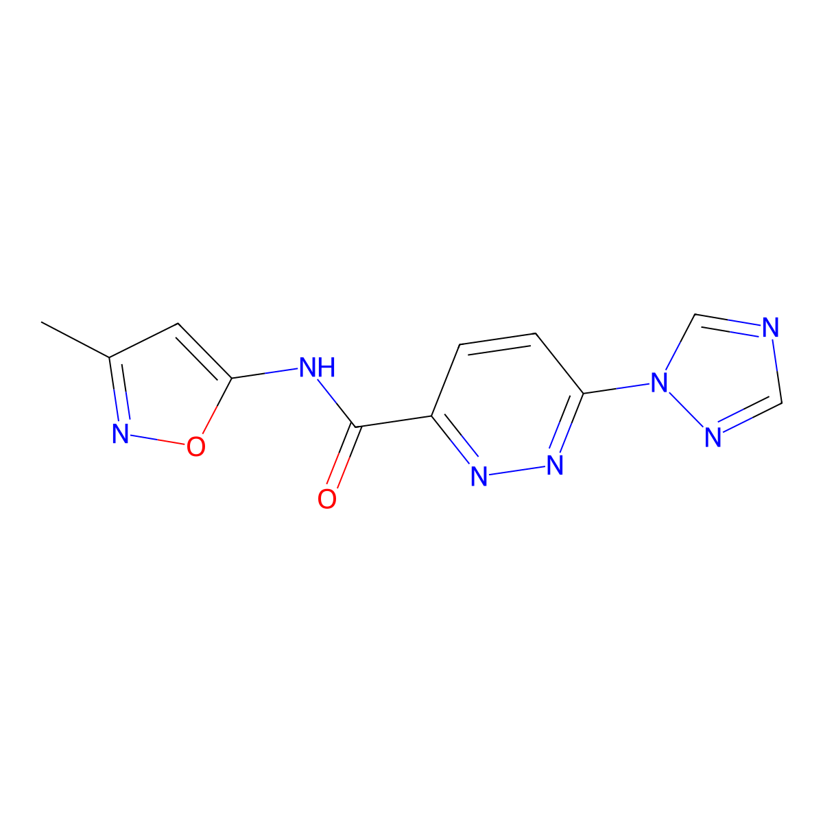N-(3-methylisoxazol-5-yl)-6-(1H-1,2,4-triazol-1-yl)pyridazine-3-carboxamide molecular structure, CAS 1448124-39-7