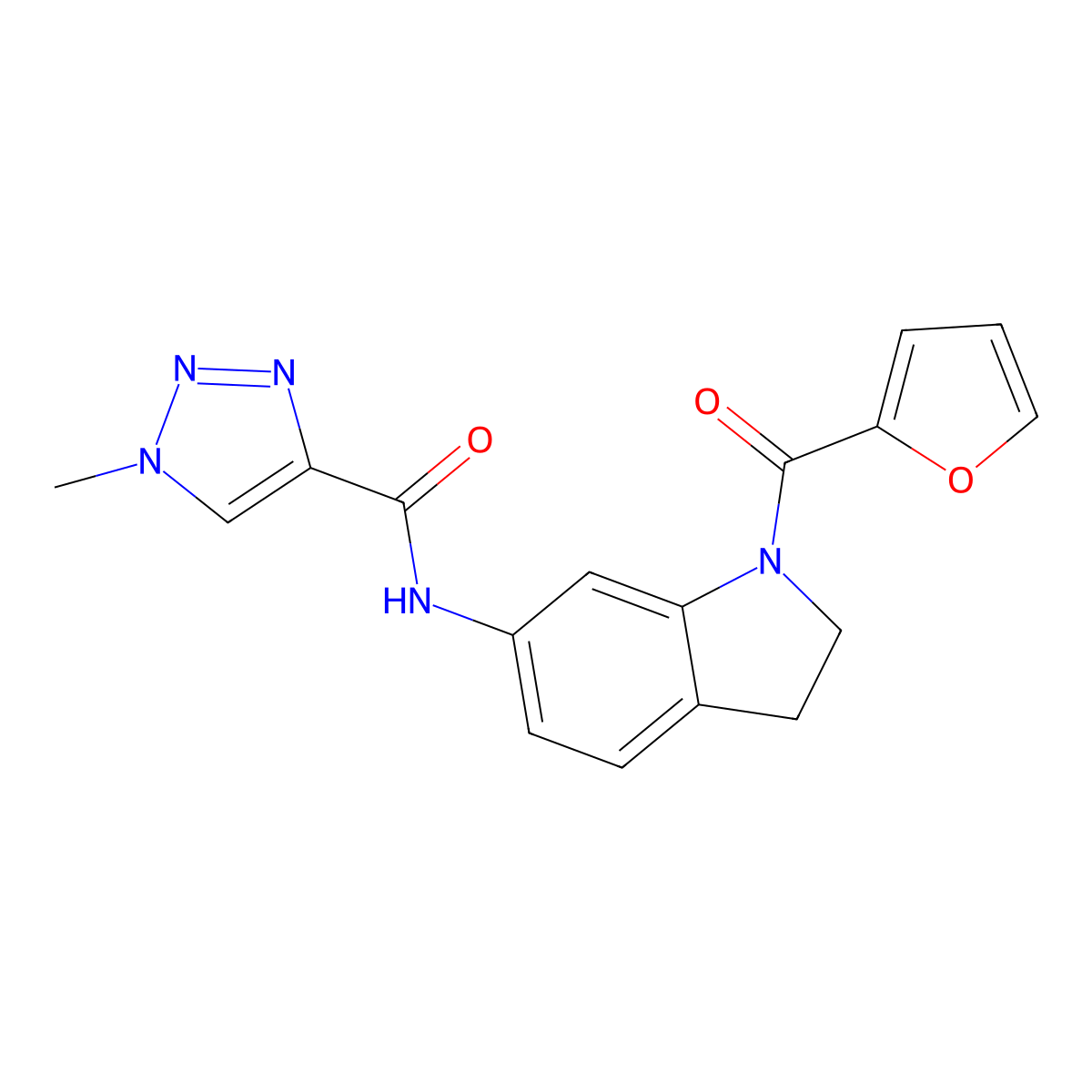 N-(1-(furan-2-carbonyl)indolin-6-yl)-1-methyl-1H-1,2,3-triazole-4-carboxamide molecular structure, CAS 1448124-41-1