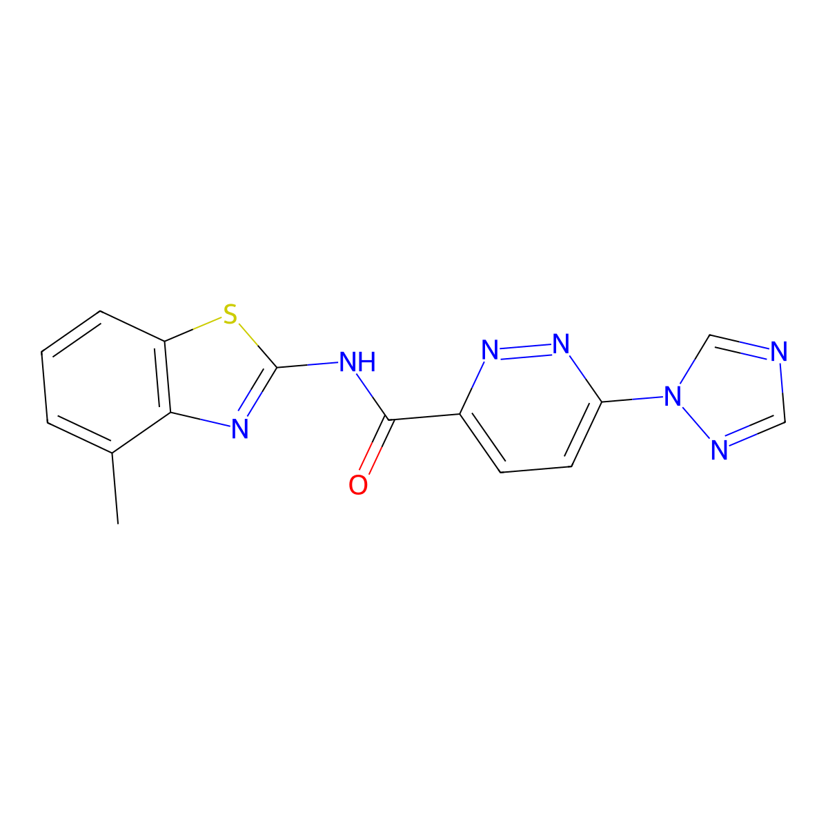 N-(4-methylbenzo[d]thiazol-2-yl)-6-(1H-1,2,4-triazol-1-yl)pyridazine-3-carboxamide molecular structure, CAS 1448124-42-2