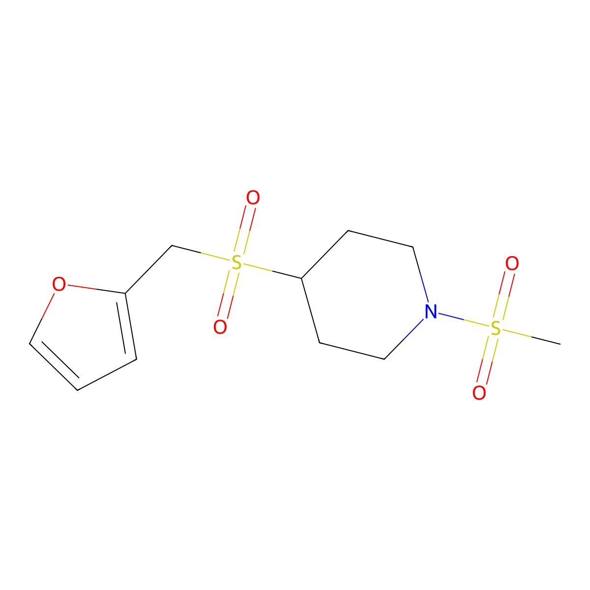 4-((Furan-2-ylmethyl)sulfonyl)-1-(methylsulfonyl)piperidine molecular structure, CAS 1448124-48-8