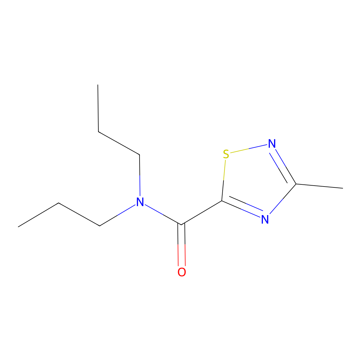3-methyl-N,N-dipropyl-1,2,4-thiadiazole-5-carboxamide molecular structure, CAS 1448124-50-2
