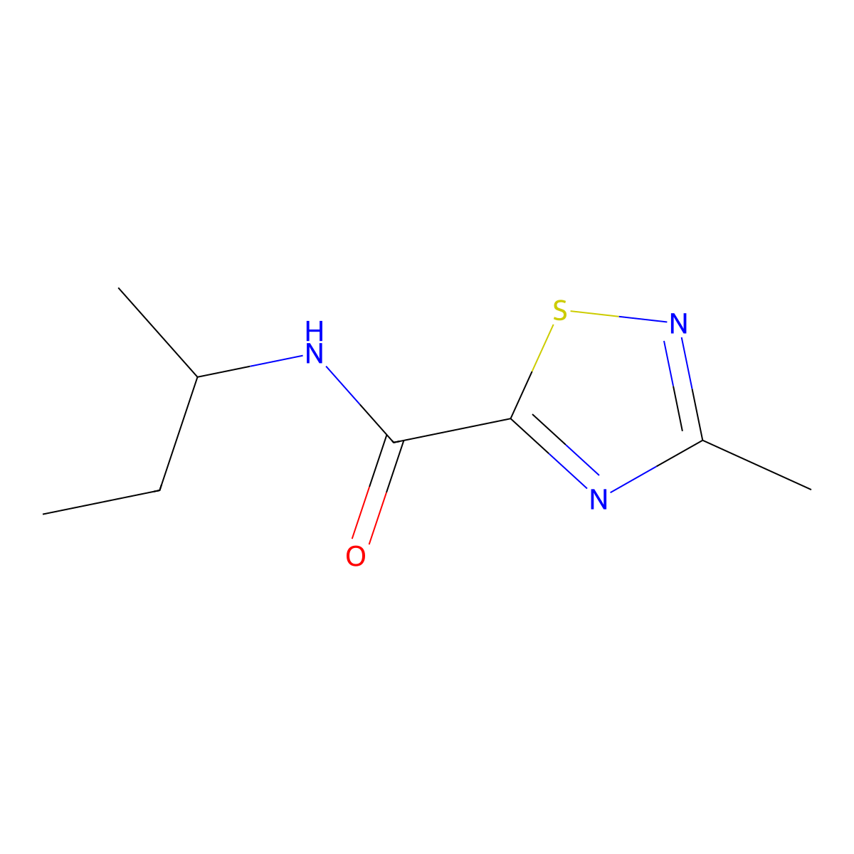 N-(sec-butyl)-3-methyl-1,2,4-thiadiazole-5-carboxamide molecular structure, CAS 1448124-52-4