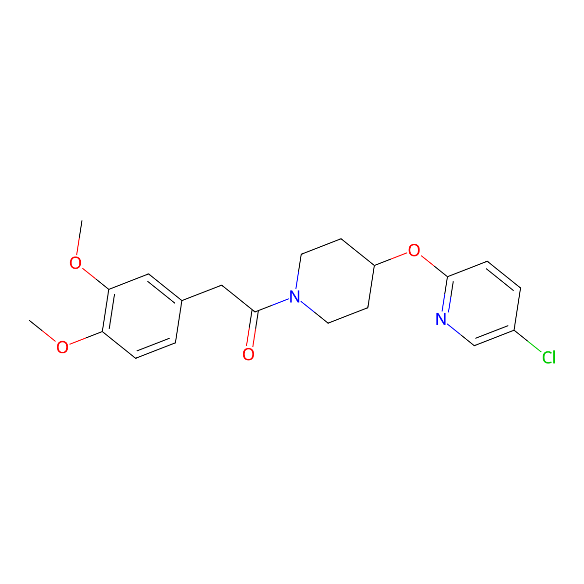 1-(4-((5-Chloropyridin-2-yl)oxy)piperidin-1-yl)-2-(3,4-dimethoxyphenyl)ethanone molecular structure, CAS 1448124-53-5