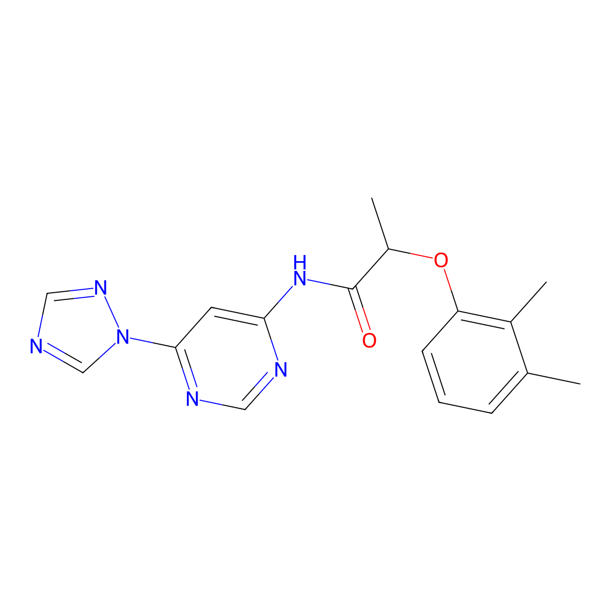 N-(6-(1H-1,2,4-triazol-1-yl)pyrimidin-4-yl)-2-(2,3-dimethylphenoxy)propanamide molecular structure, CAS 1448124-60-4