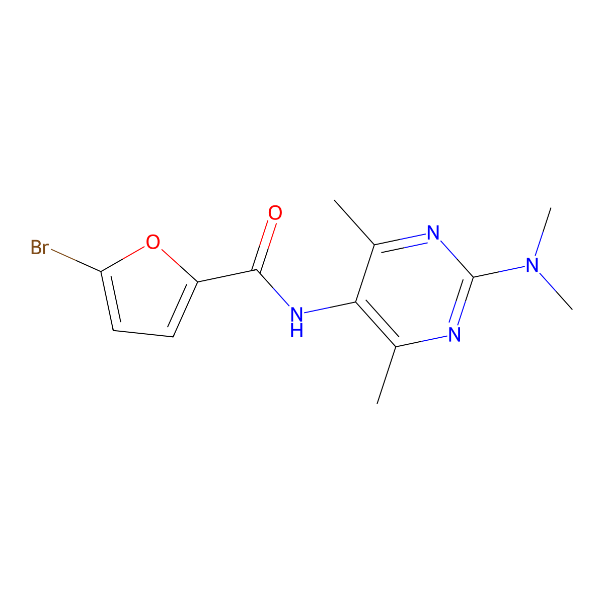 5-Bromo-N-[2-(dimethylamino)-4,6-dimethylpyrimidin-5-YL]furan-2-carboxamide molecular structure, CAS 1448124-64-8