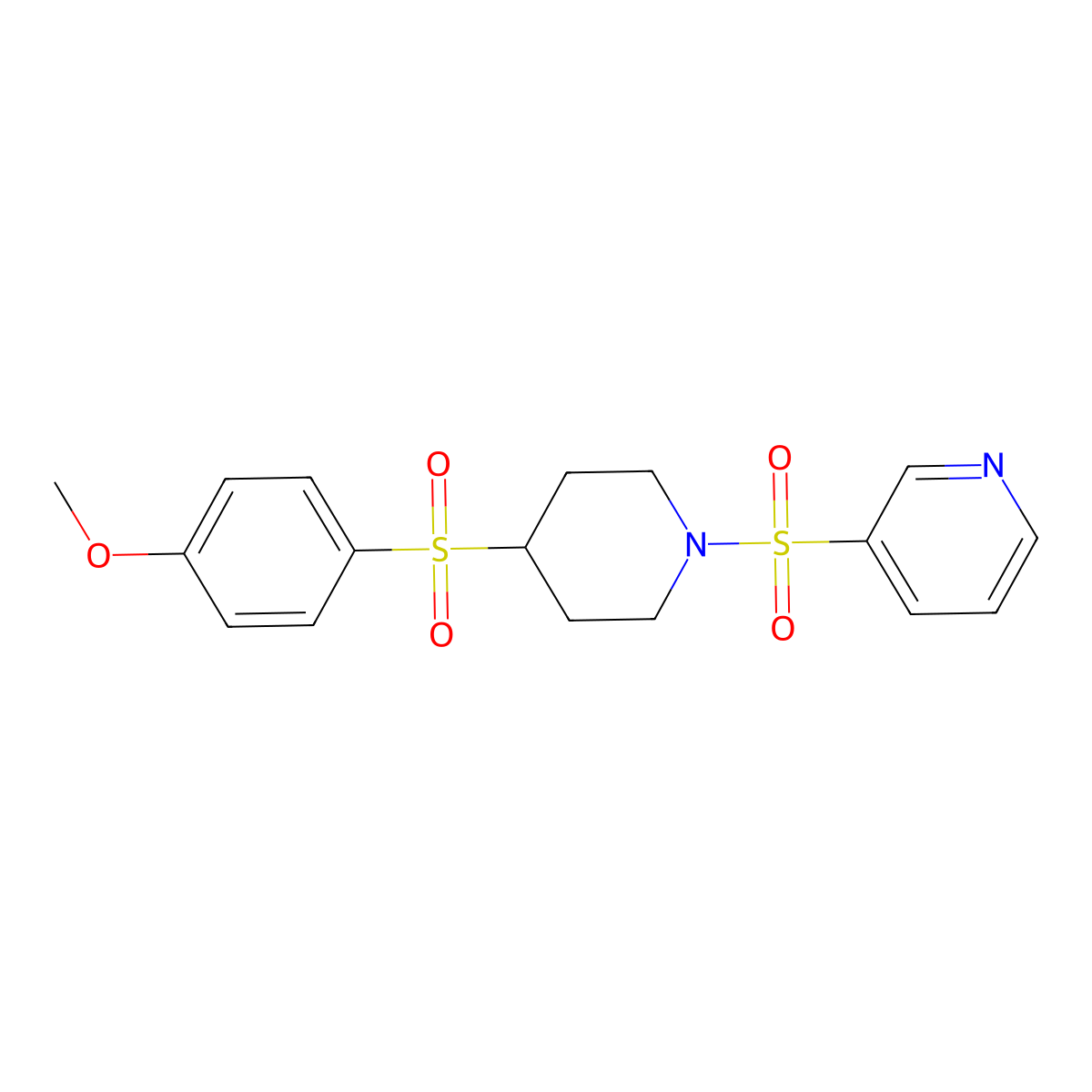 3-((4-((4-Methoxyphenyl)sulfonyl)piperidin-1-yl)sulfonyl)pyridine molecular structure, CAS 1448124-65-9