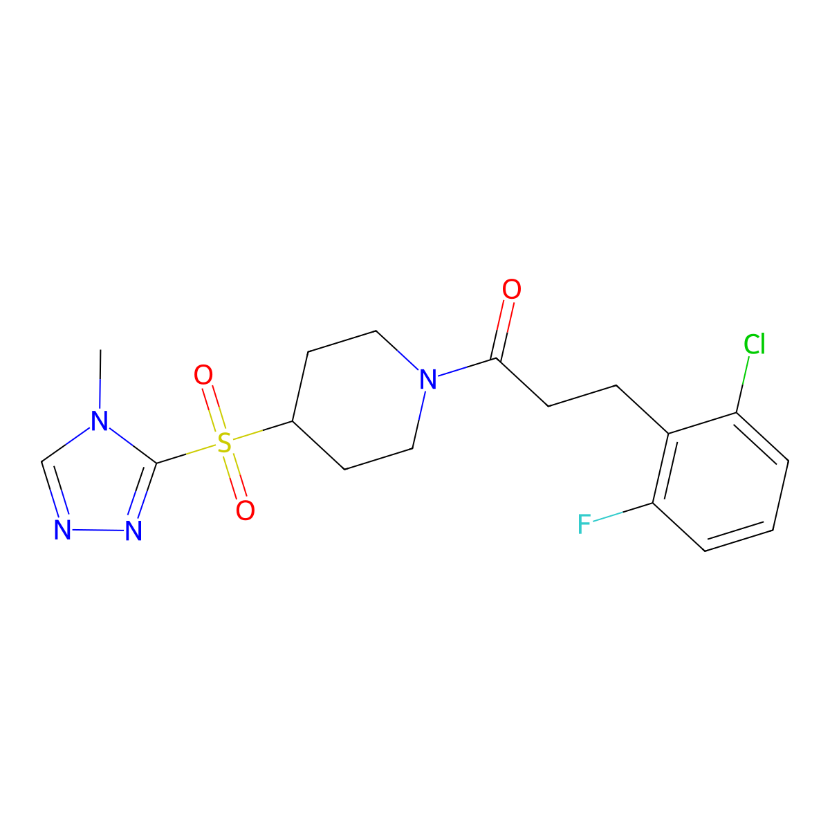 3-(2-chloro-6-fluorophenyl)-1-(4-((4-methyl-4H-1,2,4-triazol-3-yl)sulfonyl)piperidin-1-yl)propan-1-one molecular structure, CAS 1448124-68-2