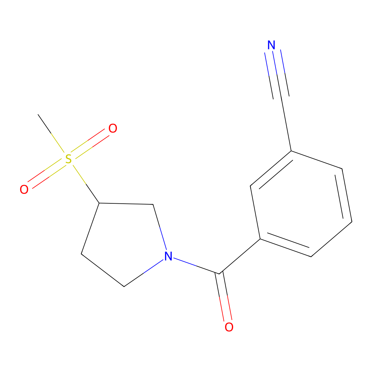 3-(3-(Methylsulfonyl)pyrrolidine-1-carbonyl)benzonitrile molecular structure, CAS 1448124-70-6