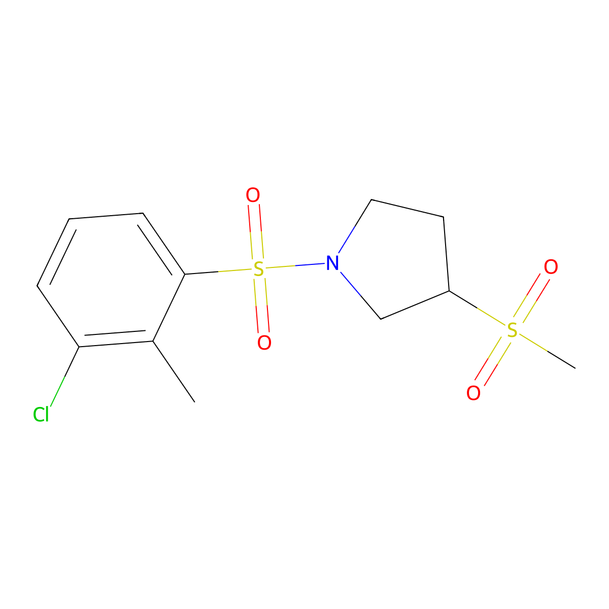 1-((3-Chloro-2-methylphenyl)sulfonyl)-3-(methylsulfonyl)pyrrolidine molecular structure, CAS 1448124-74-0
