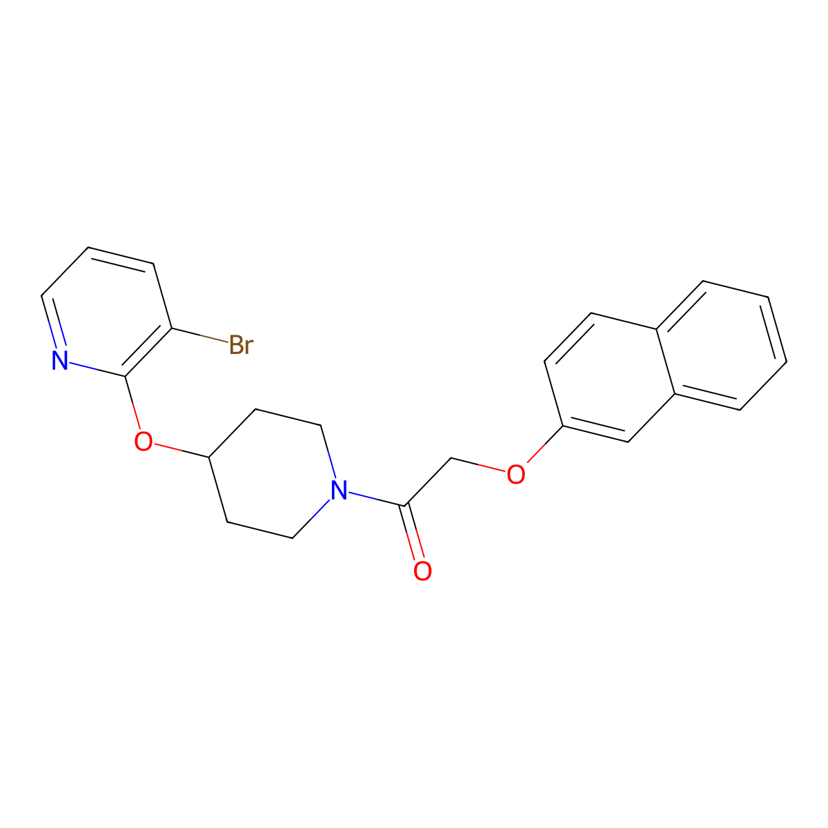 1-(4-((3-Bromopyridin-2-yl)oxy)piperidin-1-yl)-2-(naphthalen-2-yloxy)ethanone molecular structure, CAS 1448124-76-2