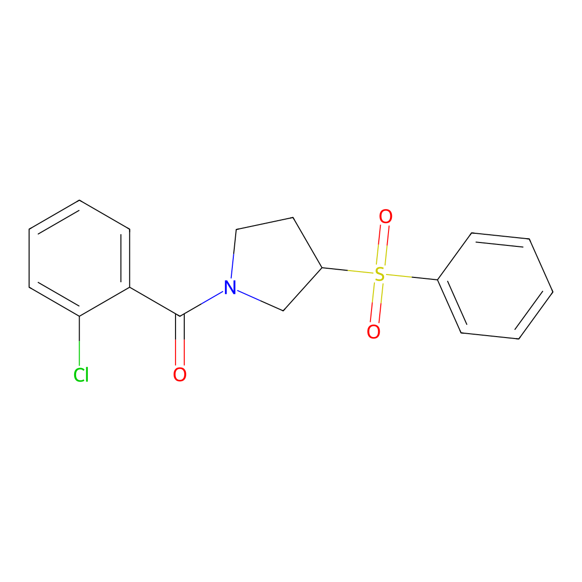 (2-Chlorophenyl)(3-(phenylsulfonyl)pyrrolidin-1-yl)methanone molecular structure, CAS 1448124-78-4
