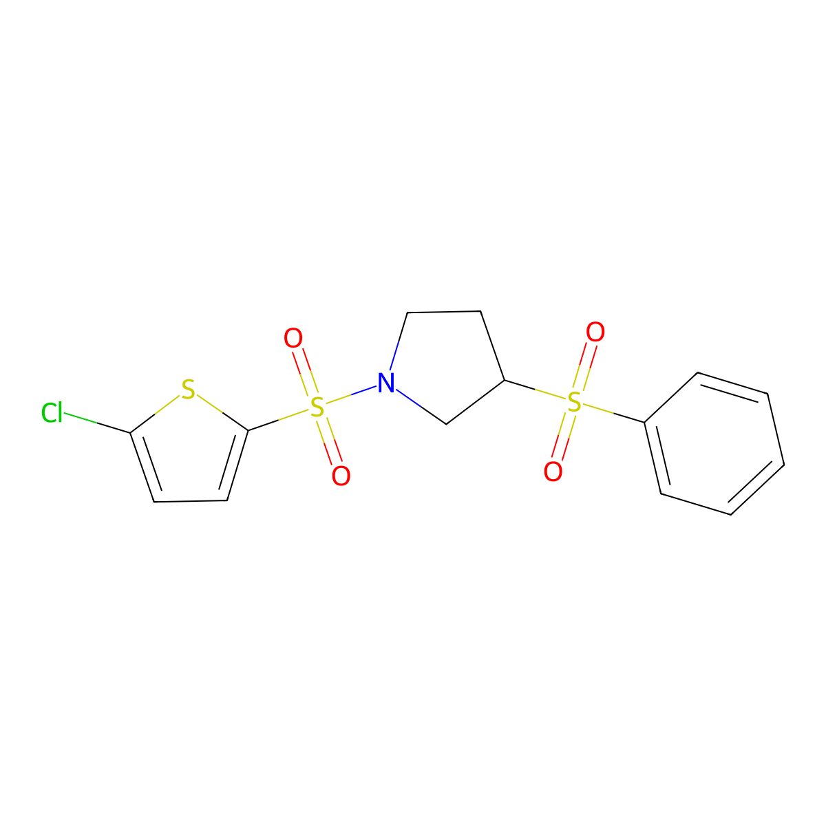 1-((5-Chlorothiophen-2-yl)sulfonyl)-3-(phenylsulfonyl)pyrrolidine molecular structure, CAS 1448124-82-0
