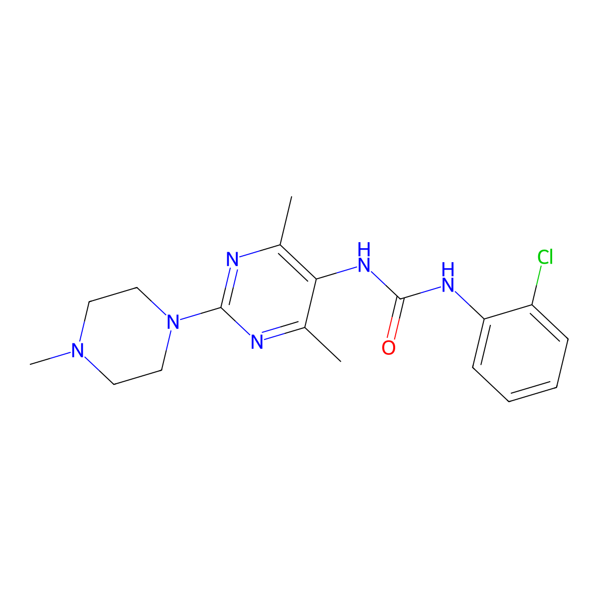 1-(2-Chlorophenyl)-3-[4,6-dimethyl-2-(4-methylpiperazin-1-YL)pyrimidin-5-YL]urea molecular structure, CAS 1448124-84-2