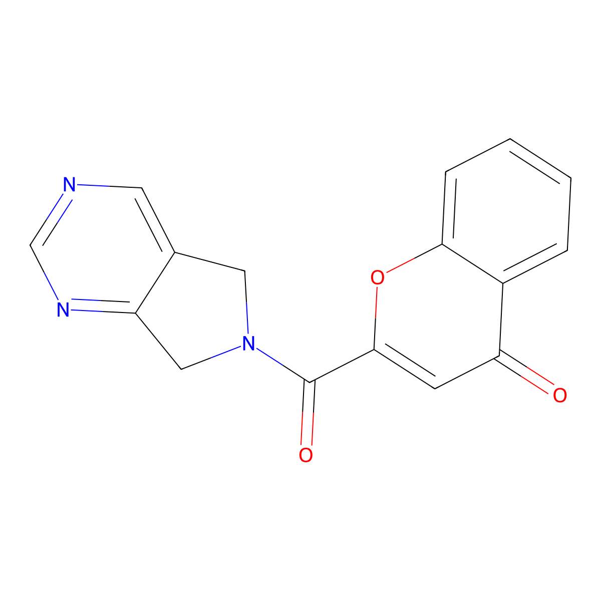 2-(6,7-dihydro-5H-pyrrolo[3,4-d]pyrimidine-6-carbonyl)-4H-chromen-4-one molecular structure, CAS 1448124-94-4