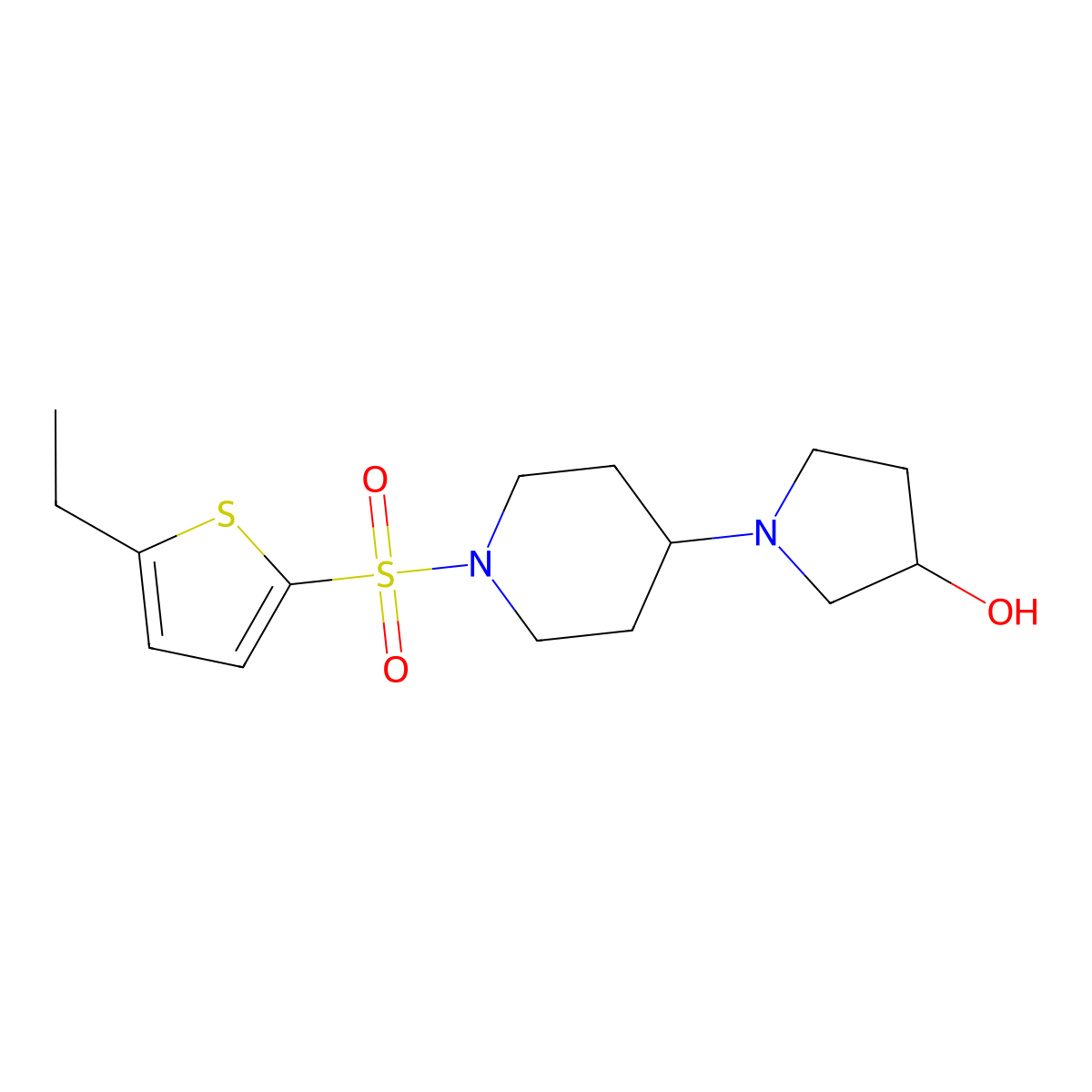 1-{1-[(5-Ethylthiophen-2-yl)sulfonyl]piperidin-4-yl}pyrrolidin-3-ol molecular structure, CAS 1448124-95-5