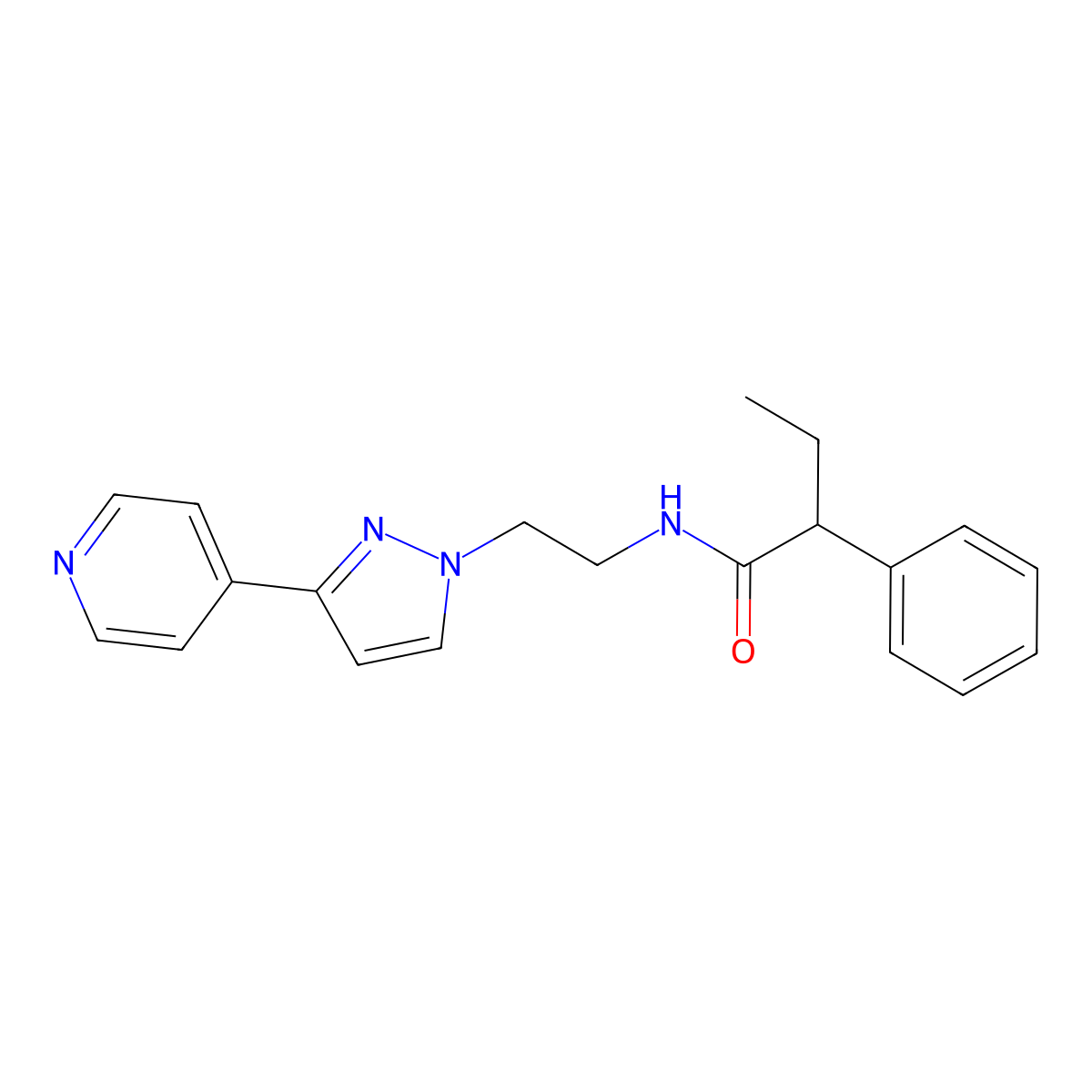 2-phenyl-N-{2-[3-(pyridin-4-yl)-1H-pyrazol-1-yl]ethyl}butanamide molecular structure, CAS 1448125-04-9
