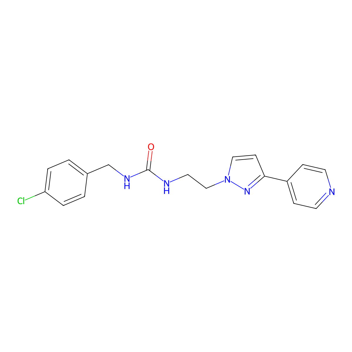 1-(4-chlorobenzyl)-3-(2-(3-(pyridin-4-yl)-1H-pyrazol-1-yl)ethyl)urea molecular structure, CAS 1448125-07-2