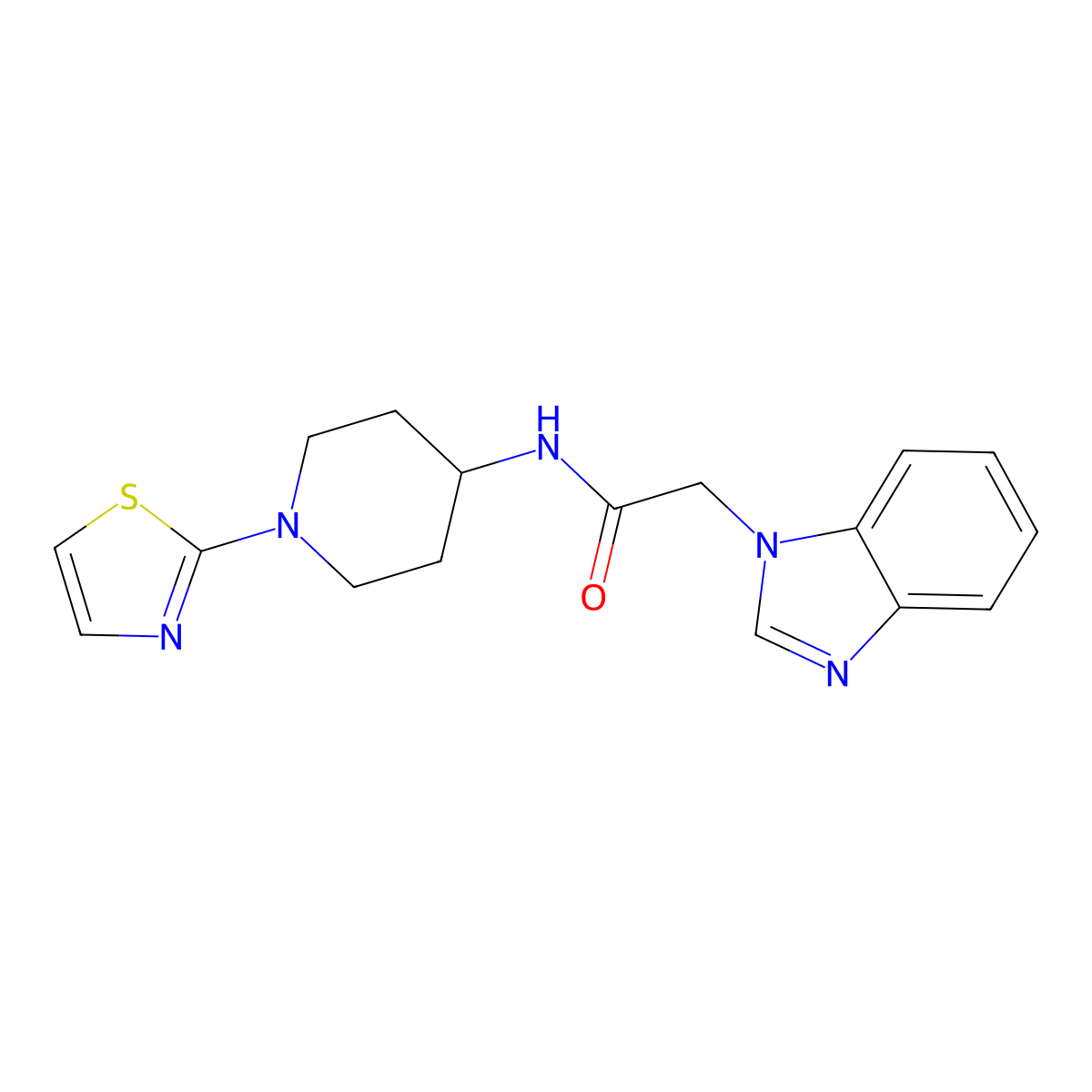 2-(1H-benzo[d]imidazol-1-yl)-N-(1-(thiazol-2-yl)piperidin-4-yl)acetamide molecular structure, CAS 1448125-08-3