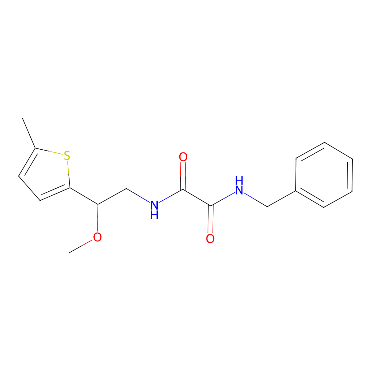 N1-benzyl-N2-(2-methoxy-2-(5-methylthiophen-2-yl)ethyl)oxalamide molecular structure, CAS 1448125-12-9