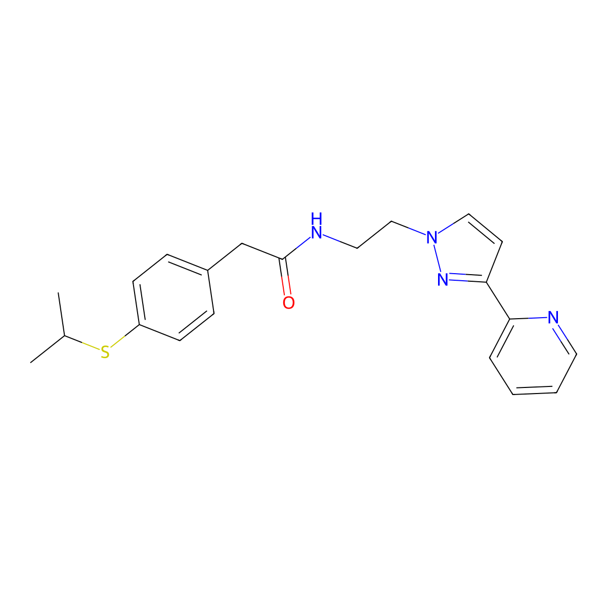 2-(4-(isopropylthio)phenyl)-N-(2-(3-(pyridin-2-yl)-1H-pyrazol-1-yl)ethyl)acetamide molecular structure, CAS 1448125-16-3