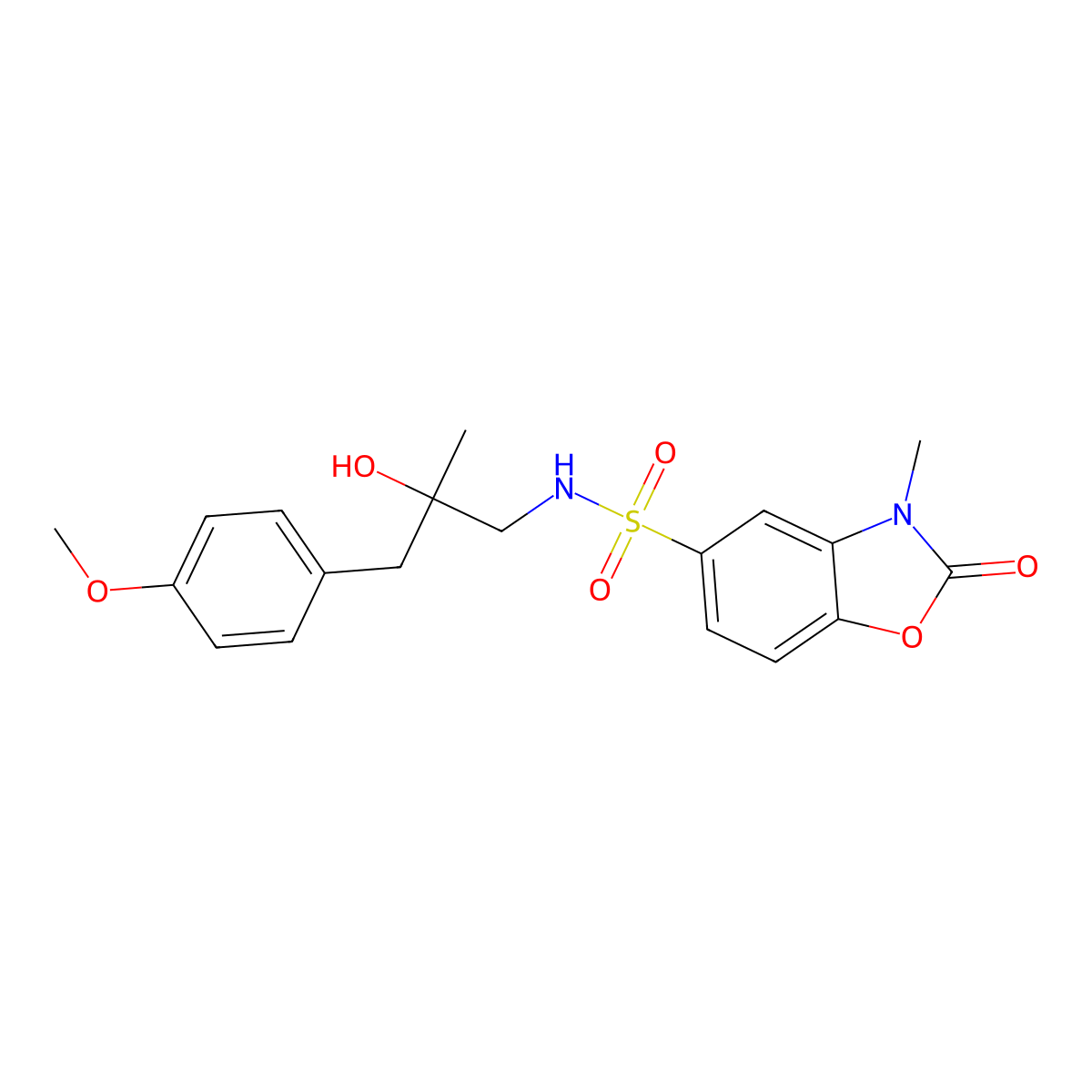 N-(2-hydroxy-3-(4-methoxyphenyl)-2-methylpropyl)-3-methyl-2-oxo-2,3-dihydrobenzo[d]oxazole-5-sulfonamide molecular structure, CAS 1448125-18-5