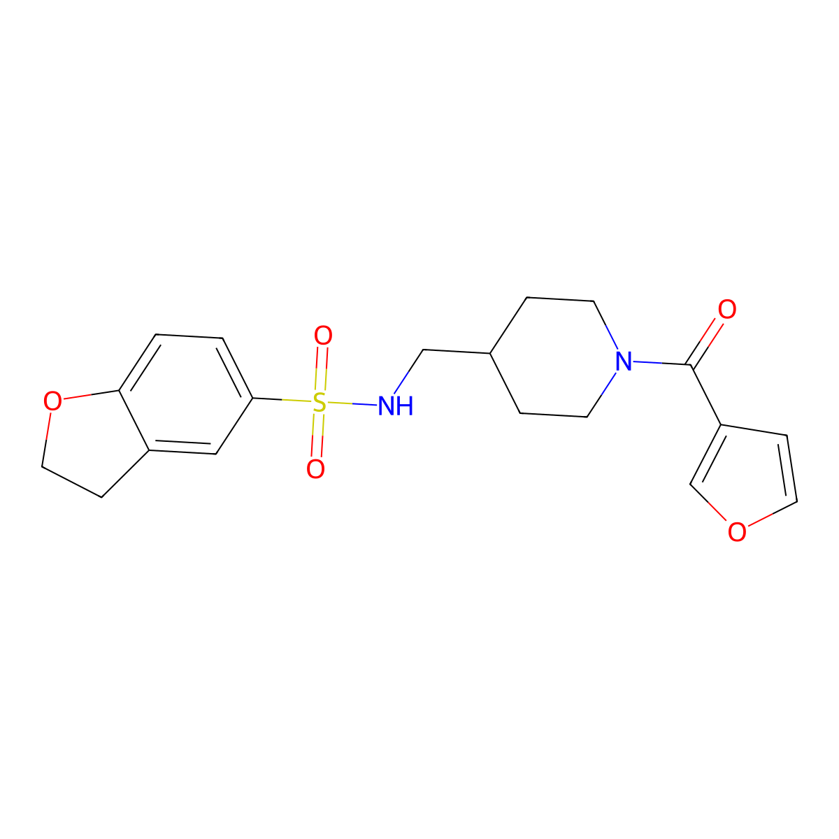 N-((1-(furan-3-carbonyl)piperidin-4-yl)methyl)-2,3-dihydrobenzofuran-5-sulfonamide molecular structure, CAS 1448125-26-5