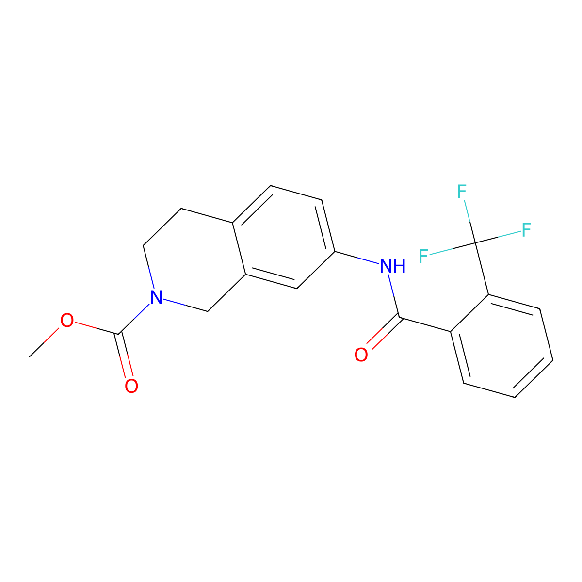 methyl 7-(2-(trifluoromethyl)benzamido)-3,4-dihydroisoquinoline-2(1H)-carboxylate molecular structure, CAS 1448125-31-2
