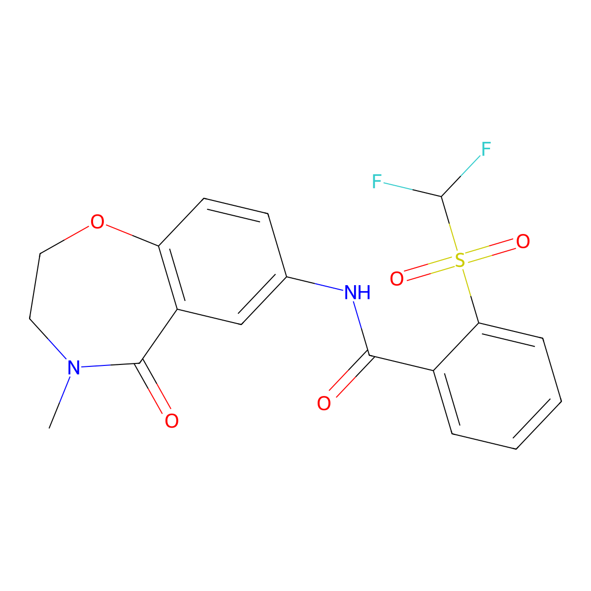 2-((difluoromethyl)sulfonyl)-N-(4-methyl-5-oxo-2,3,4,5-tetrahydrobenzo[f][1,4]oxazepin-7-yl)benzamide molecular structure, CAS 1448125-32-3