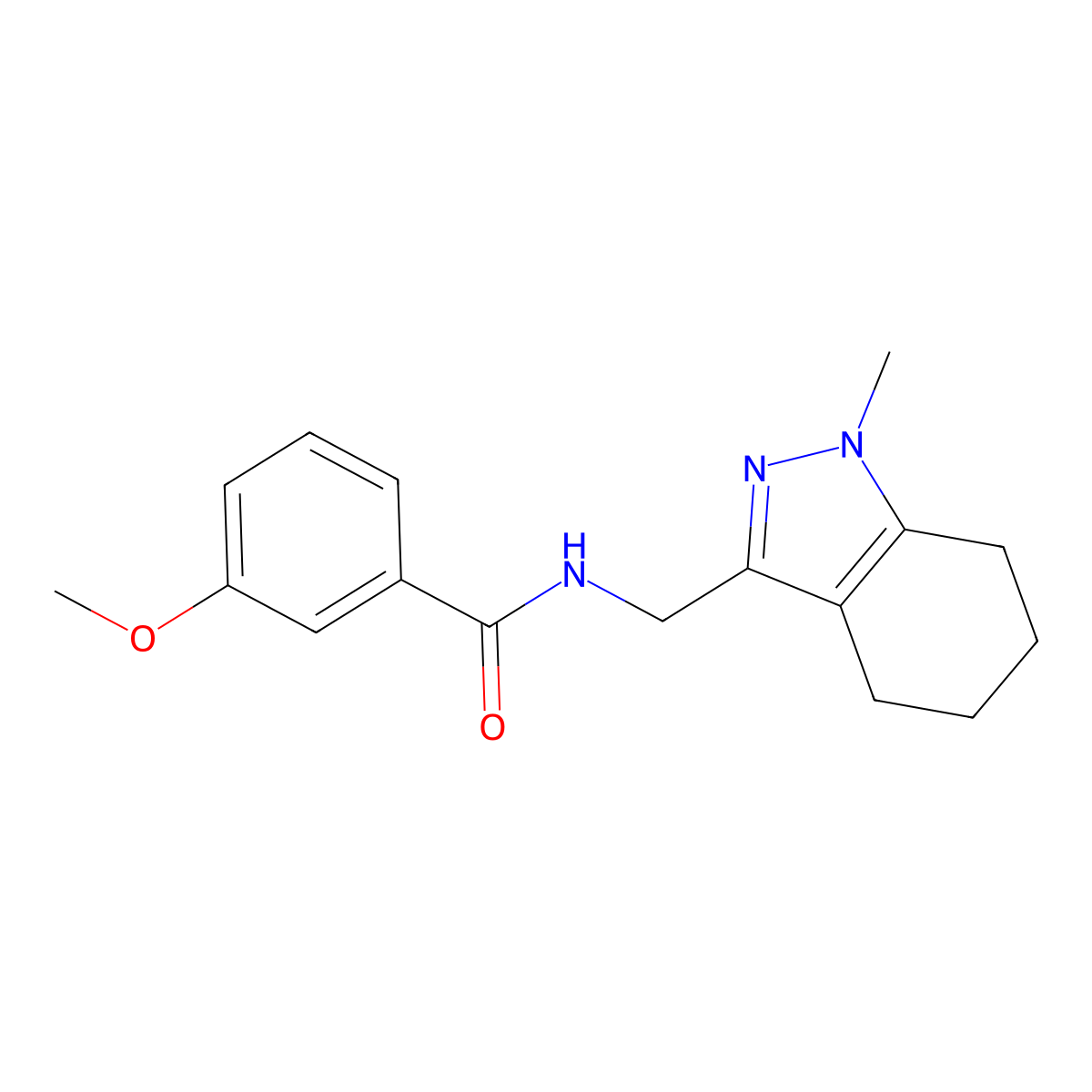 3-methoxy-N-[(1-methyl-4,5,6,7-tetrahydro-1H-indazol-3-yl)methyl]benzamide molecular structure, CAS 1448125-33-4