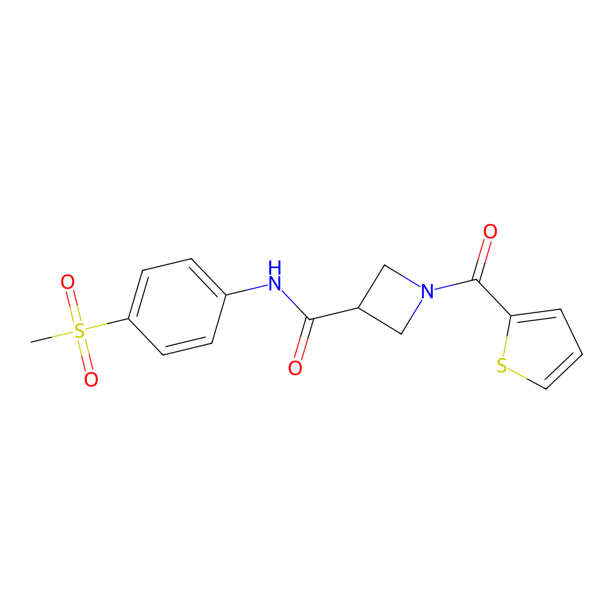 N-(4-(methylsulfonyl)phenyl)-1-(thiophene-2-carbonyl)azetidine-3-carboxamide molecular structure, CAS 1448125-37-8