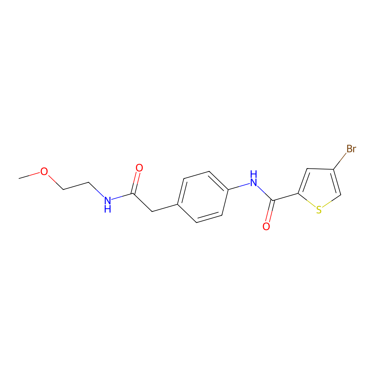 4-bromo-N-(4-(2-((2-methoxyethyl)amino)-2-oxoethyl)phenyl)thiophene-2-carboxamide molecular structure, CAS 1448125-38-9