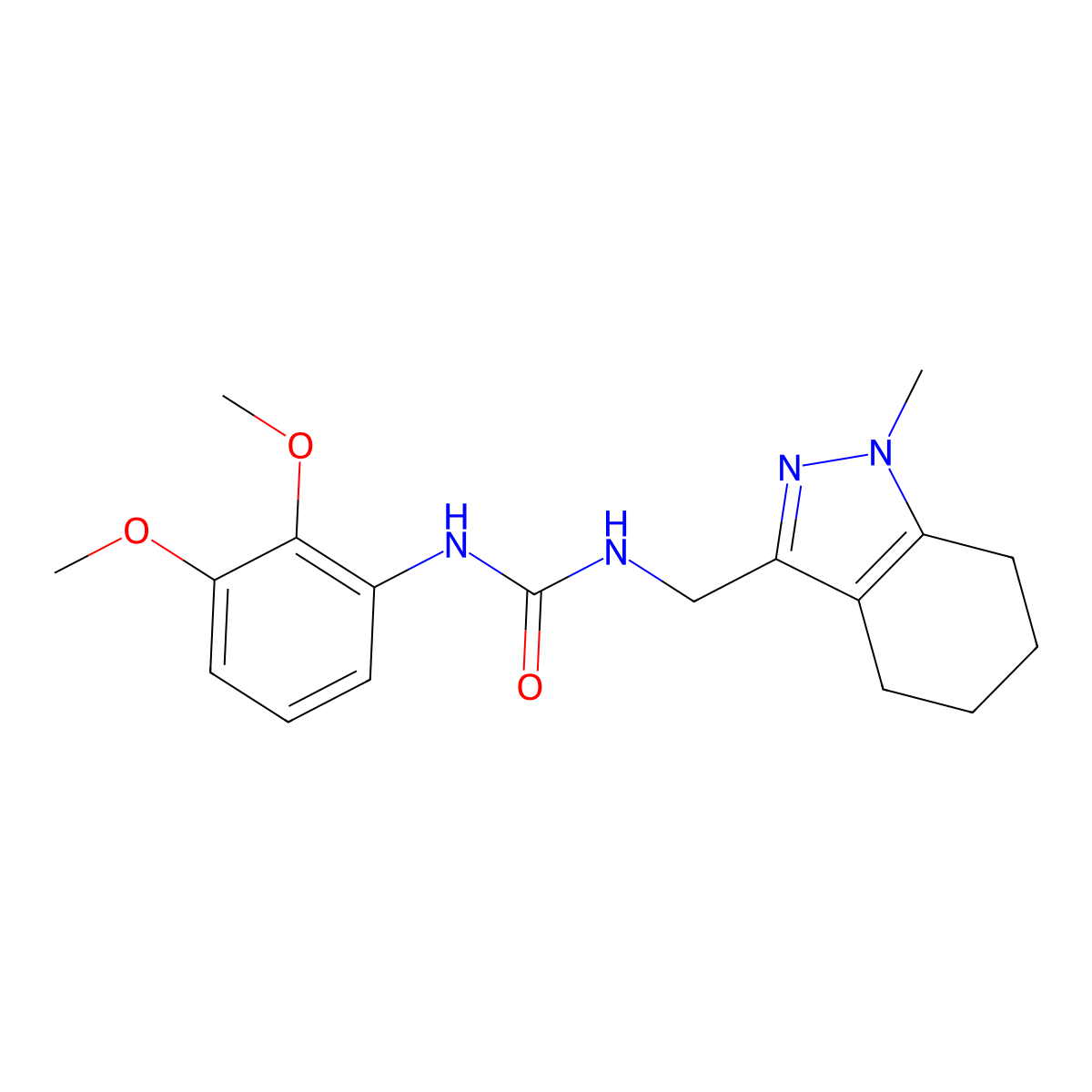 1-(2,3-dimethoxyphenyl)-3-[(1-methyl-4,5,6,7-tetrahydro-1H-indazol-3-yl)methyl]urea molecular structure, CAS 1448125-39-0