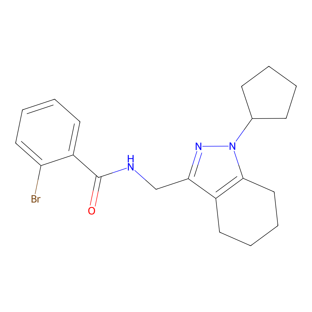 2-bromo-N-[(1-cyclopentyl-4,5,6,7-tetrahydro-1H-indazol-3-yl)methyl]benzamide molecular structure, CAS 1448125-40-3