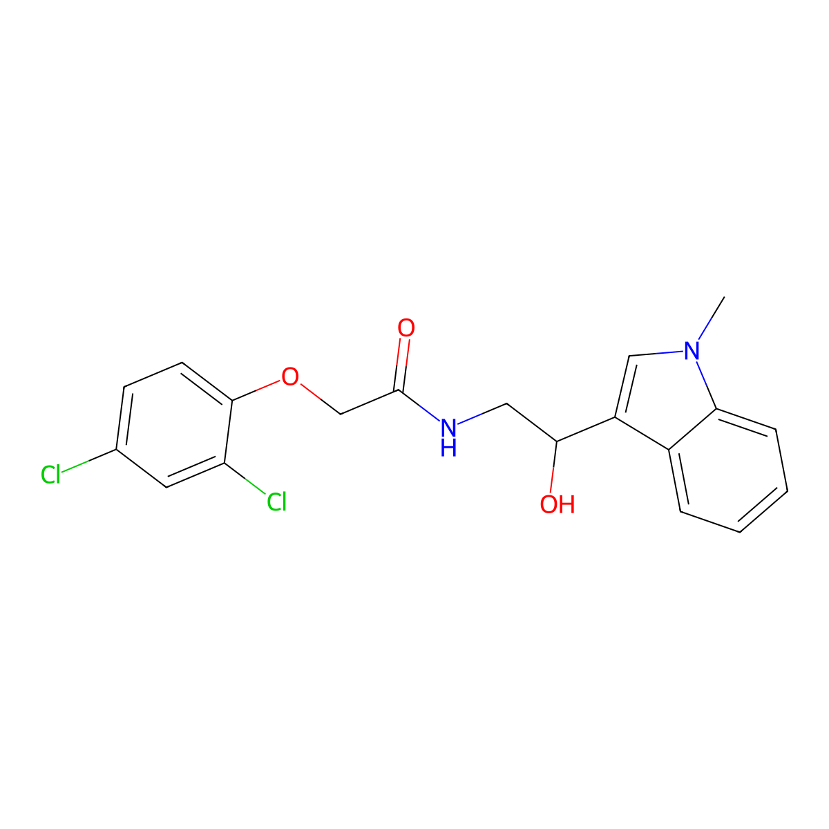 2-(2,4-dichlorophenoxy)-N-(2-hydroxy-2-(1-methyl-1H-indol-3-yl)ethyl)acetamide molecular structure, CAS 1448125-44-7