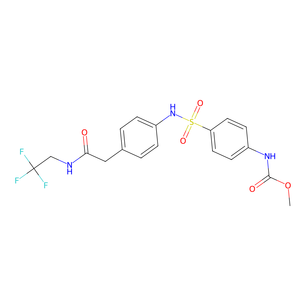 methyl (4-(N-(4-(2-oxo-2-((2,2,2-trifluoroethyl)amino)ethyl)phenyl)sulfamoyl)phenyl)carbamate molecular structure, CAS 1448125-45-8