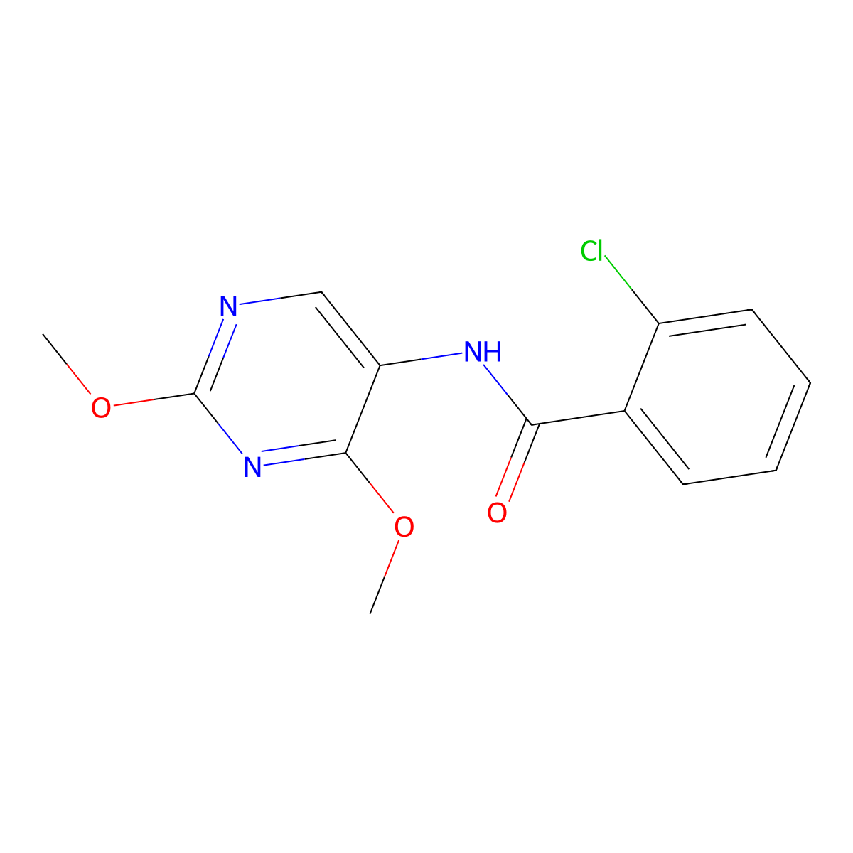 2-chloro-N-(2,4-dimethoxypyrimidin-5-yl)benzamide molecular structure, CAS 1448125-69-6