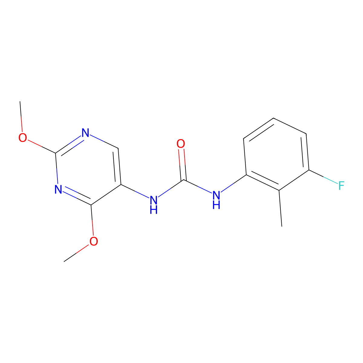 1-(2,4-Dimethoxypyrimidin-5-yl)-3-(3-fluoro-2-methylphenyl)urea molecular structure, CAS 1448125-70-9