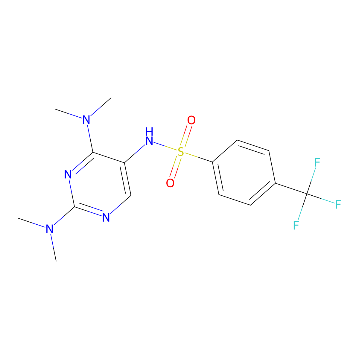 N-(2,4-bis(dimethylamino)pyrimidin-5-yl)-4-(trifluoromethyl)benzenesulfonamide molecular structure, CAS 1448125-72-1