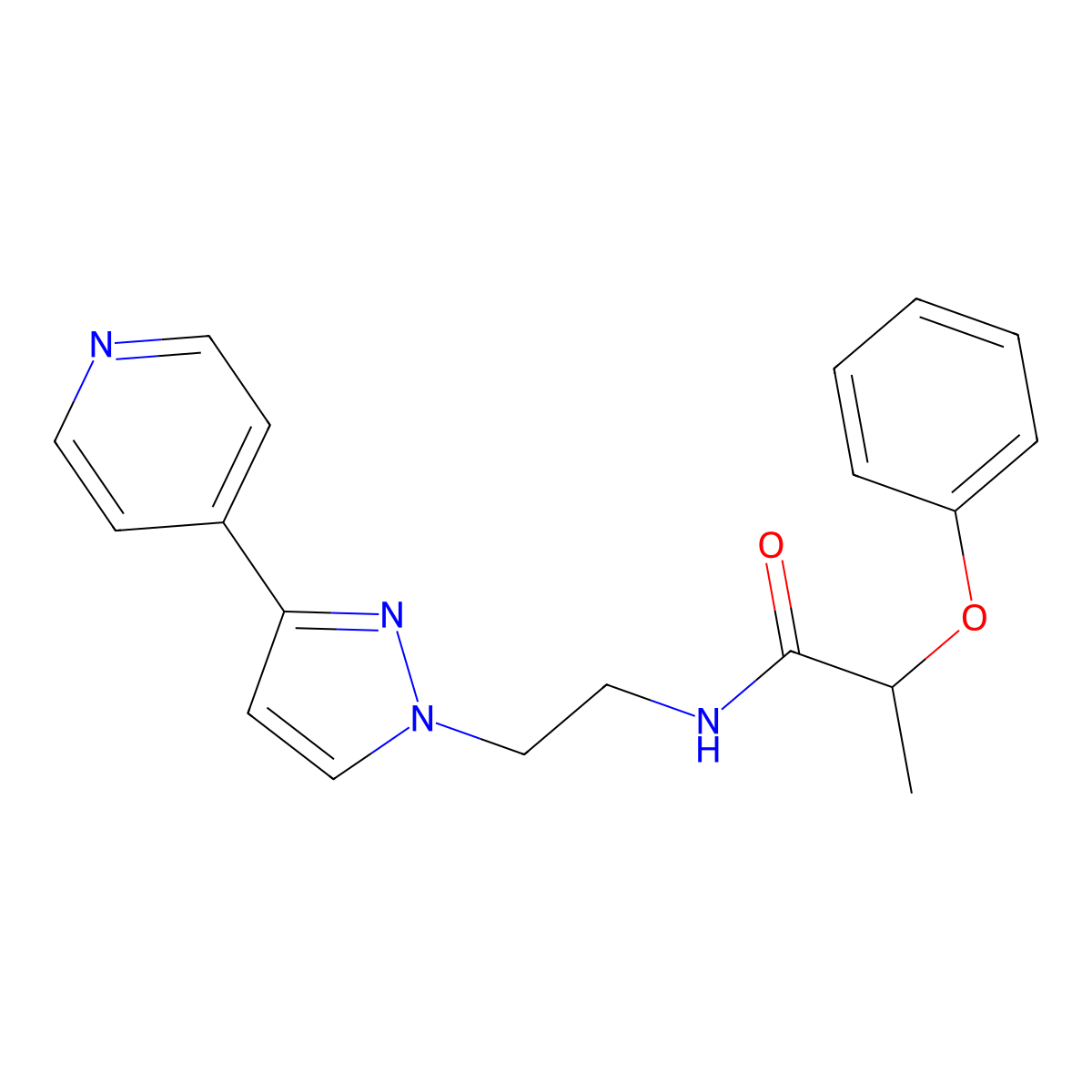 2-phenoxy-N-(2-(3-(pyridin-4-yl)-1H-pyrazol-1-yl)ethyl)propanamide molecular structure, CAS 1448125-73-2