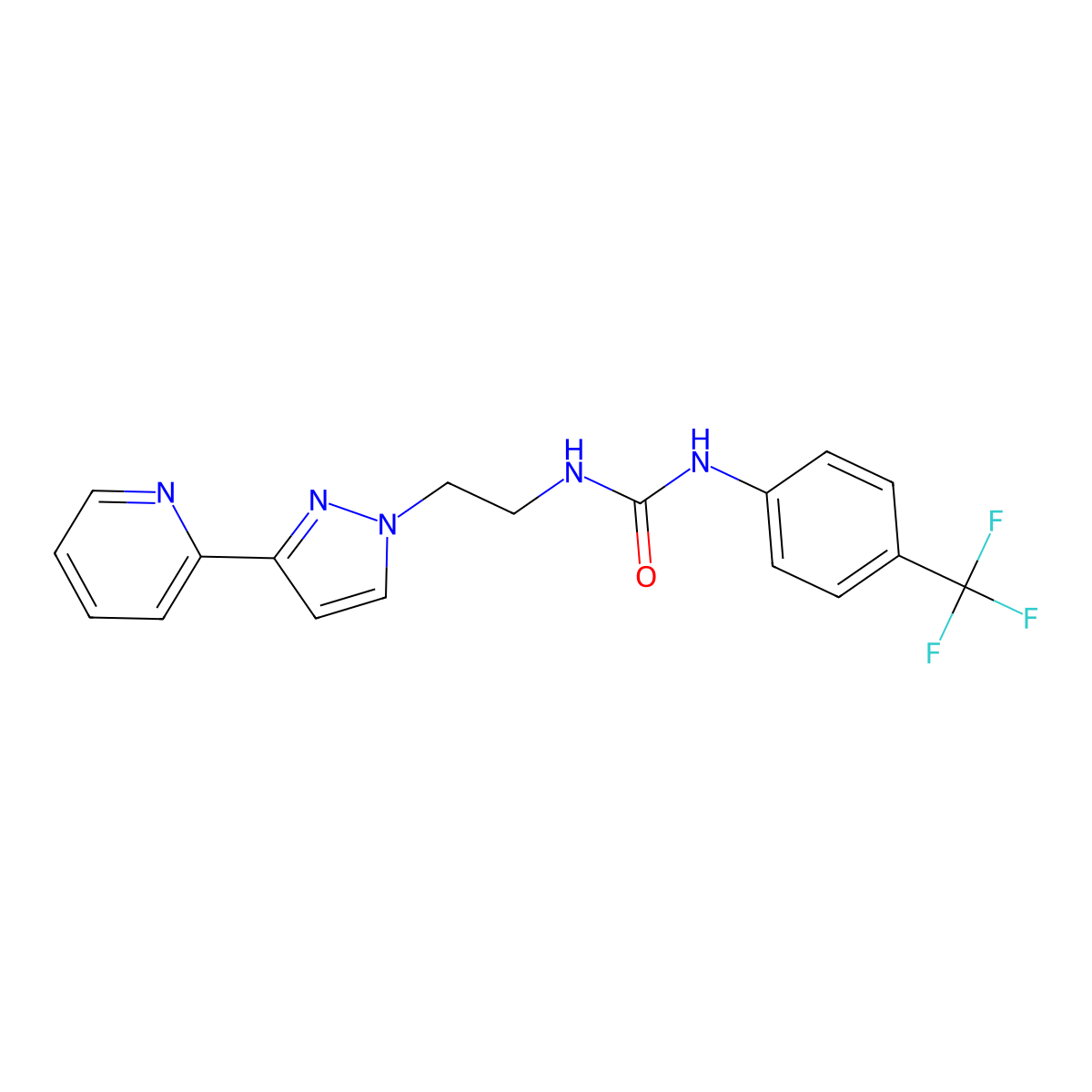 1-(2-(3-(pyridin-2-yl)-1H-pyrazol-1-yl)ethyl)-3-(4-(trifluoromethyl)phenyl)urea molecular structure, CAS 1448125-83-4