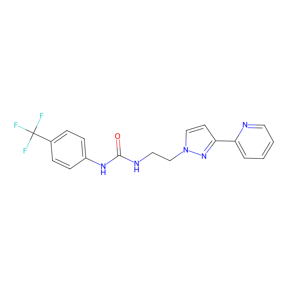 1-(2-(3-(pyridin-2-yl)-1H-pyrazol-1-yl)ethyl)-3-(4-(trifluoromethyl)phenyl)urea molecular structure, CAS 1448125-83-4